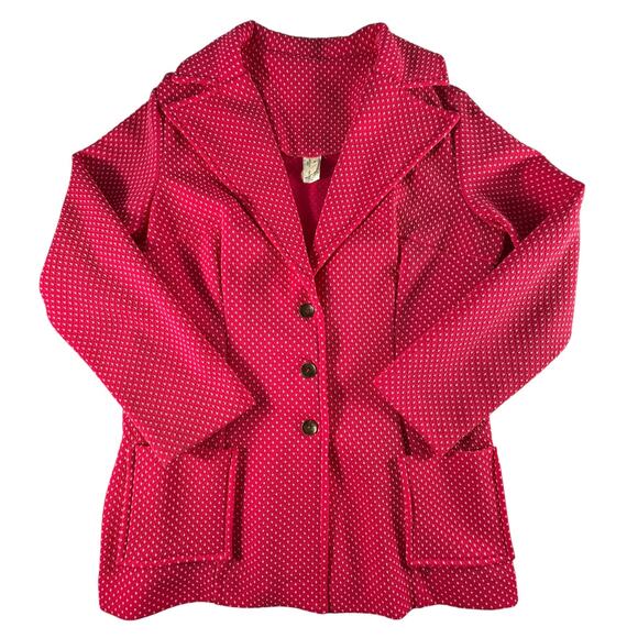 Vintage Jer Marai Hot Pink Polka Dot Jacket Size 14 Blazer - Picture 1 of 13